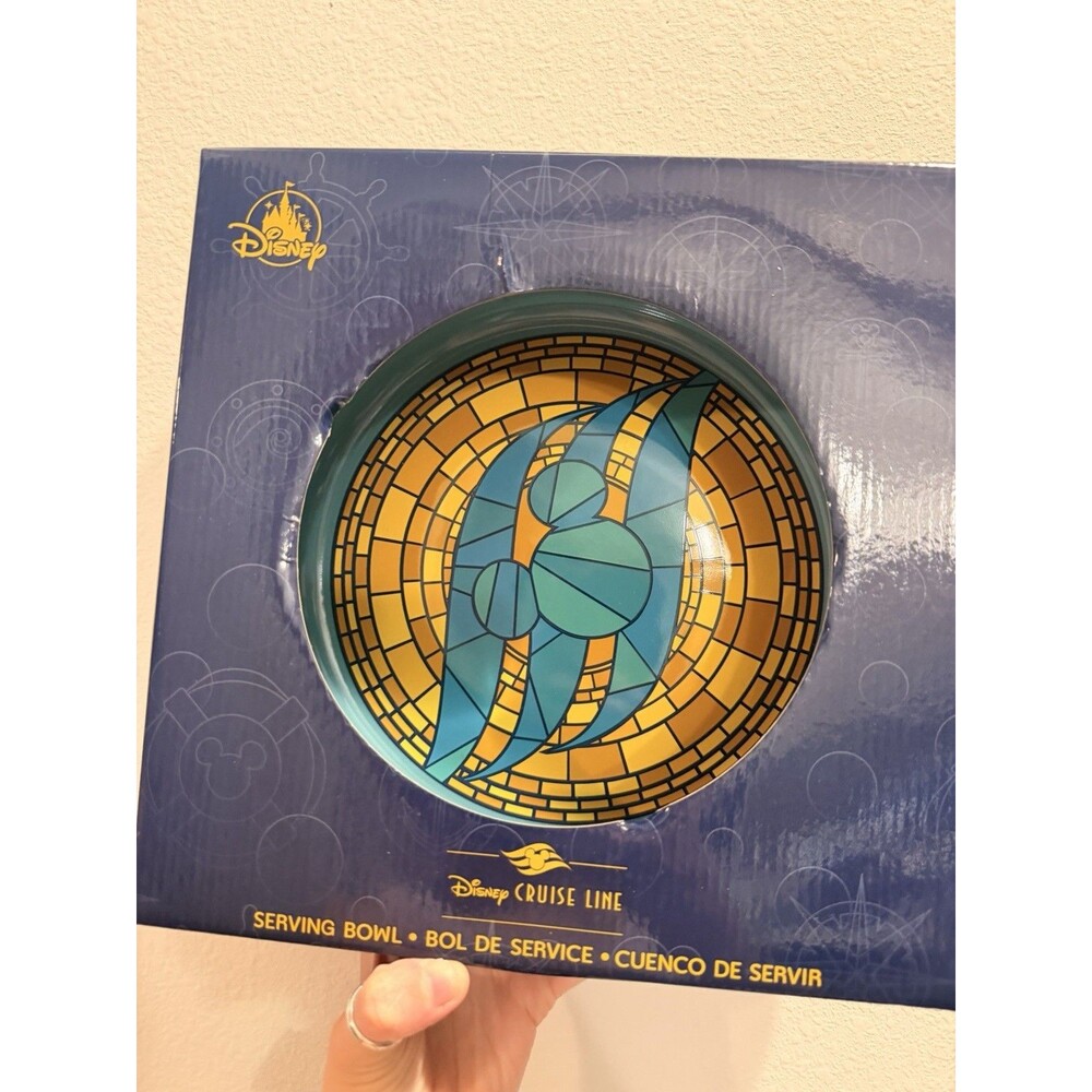 Disney Cruise Line DCL Ceramic Teal Serving Bowl Dish Mosaic Yellow